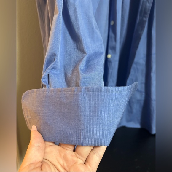 Jos A Bank Blue long sleeve w/white collar -cuff links required- size 16-34 - Picture 8 of 15
